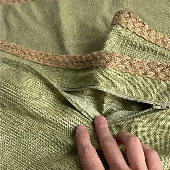 Pottery Barn Olive and Beige Woven Pillow Covers - Picture 4 of 4